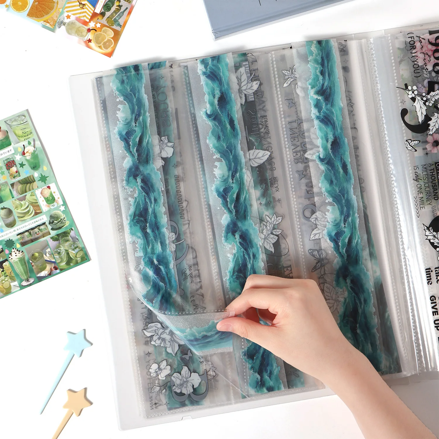 3-Compartment Long Sticker Storage Book Photocard Album Card Holder Binder Scrapbook Organizer for Students Stationery