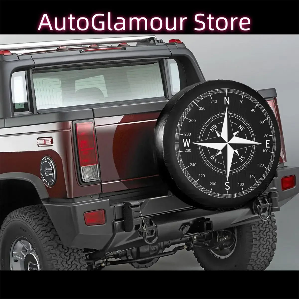 White Compass Spare Tire Cover for Jeep Pajero Nautical Direction Car Wheel Protectors Accessories 14