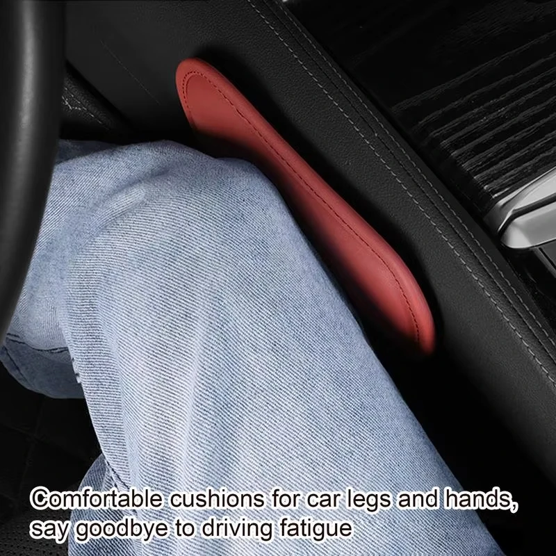1/2개 가죽 자동차 다리 쿠션 탄성 메모리 폼 무릎 패드 자동차 베개 쿠션 팔걸이 패드 범용 허벅지 지지대 액세서리