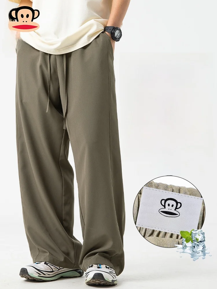 

Легкие дышащие повседневные брюки Paul Frank из охлаждающего шелка для лета, свободные прямые универсальные спортивные брюки для молодежи