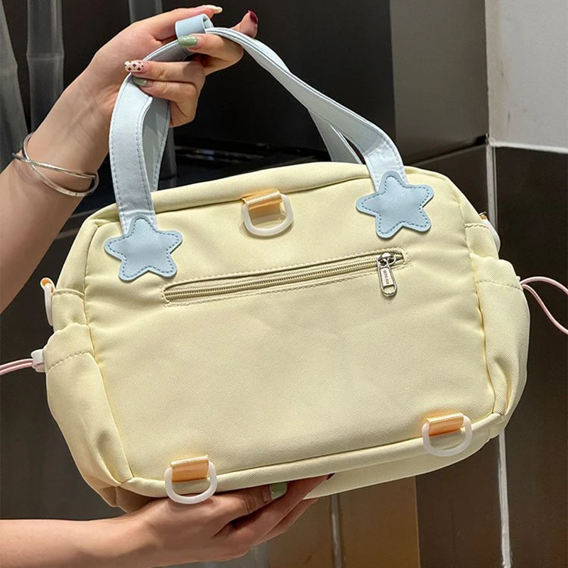 HAEX Kawaii Women Ita Bags 2024 New Fashion Casual Nylon Patchwork Crossbody borse a tracolla studenti giornalieri zaini con Badge fai da te