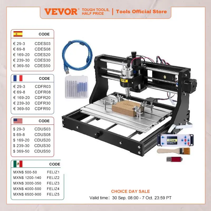 VEVOR CNC 3018 Pro Mini Laser Engraving Machine 3 Axis w/ Offline Controller GRBL Control DIY Wood PCB Milling Cutting Engraver