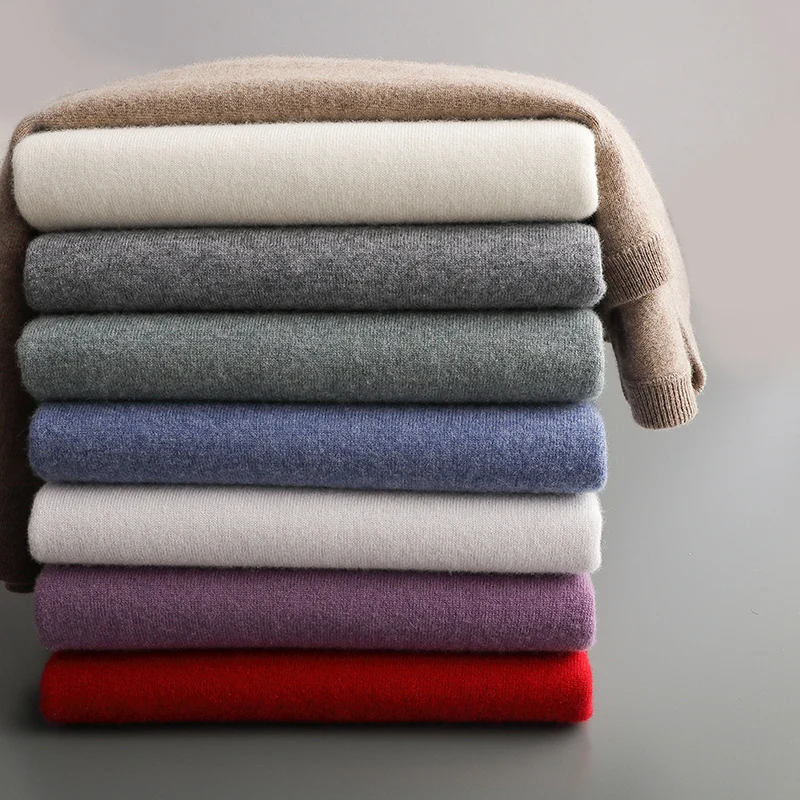 سترة رجالية عالية الجودة من الكشمير 100% برقبة دائرية - بلوفر خريف وشتاء بقصة ضيقة وأكمام طويلة، ناعم ودافئ ومريح #1