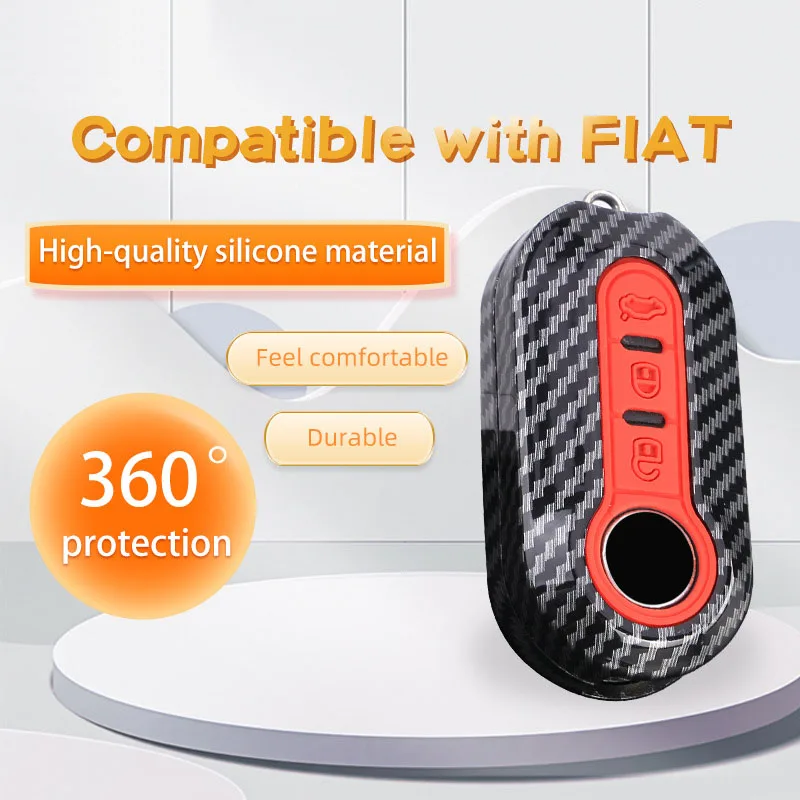 Glossy Carbon Fiber ABS Key Fob Case Cover for Fiat 500 Panda Punto Bravo Key Shell Protect Accessories