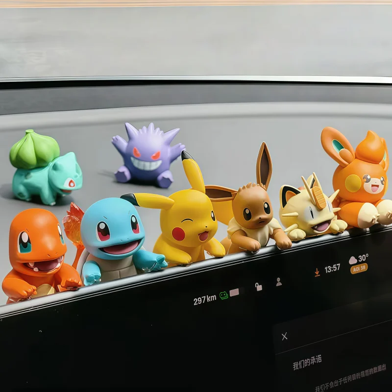 

Anime Pokemon Lying Down Series Eevee Pikachu Gengar Cute Figures Car Dashboard Desktop Ornament Collectible Model Toy Gift