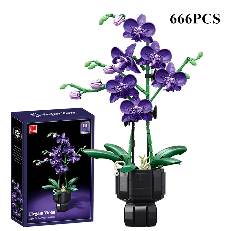 Creatieve Orchidee Cymbidium Eeuwige Bloemen Potplant Bouwstenen Simulatie Phalaenopsis DIY Bricks Speelgoed Valentijnsdag Cadeau