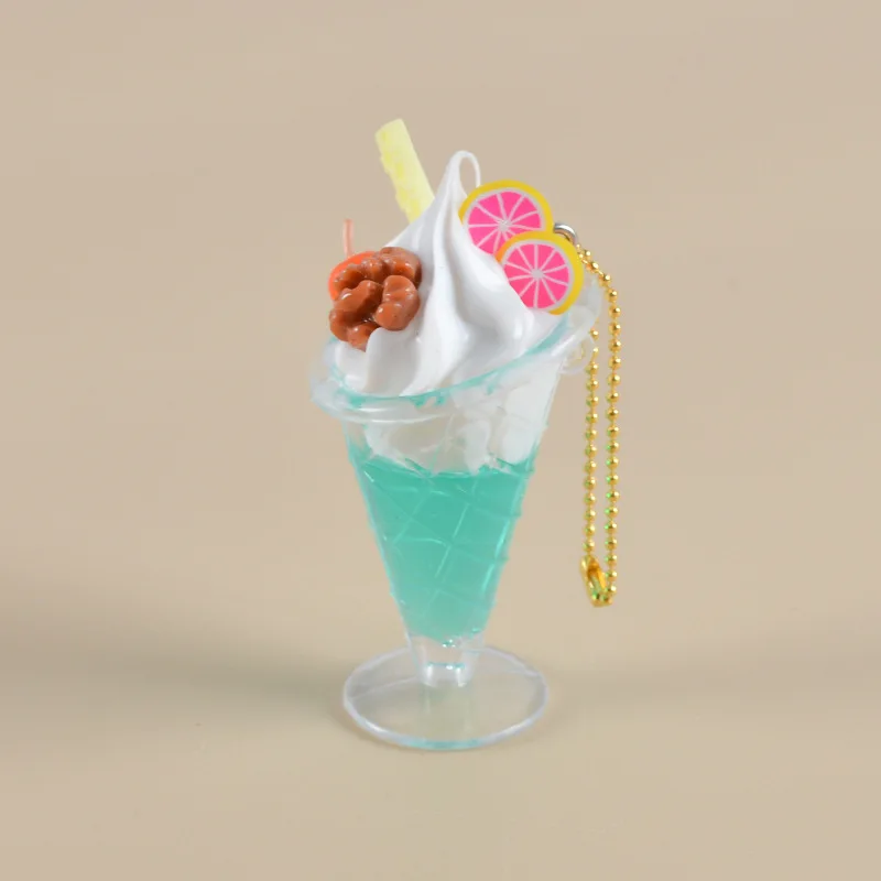 cocktail keychain Fruit Shake Keychain Ice Cream Cocktail Food Model Keychain Car Phone Bag Pendant Gift Ornaments Llaveros