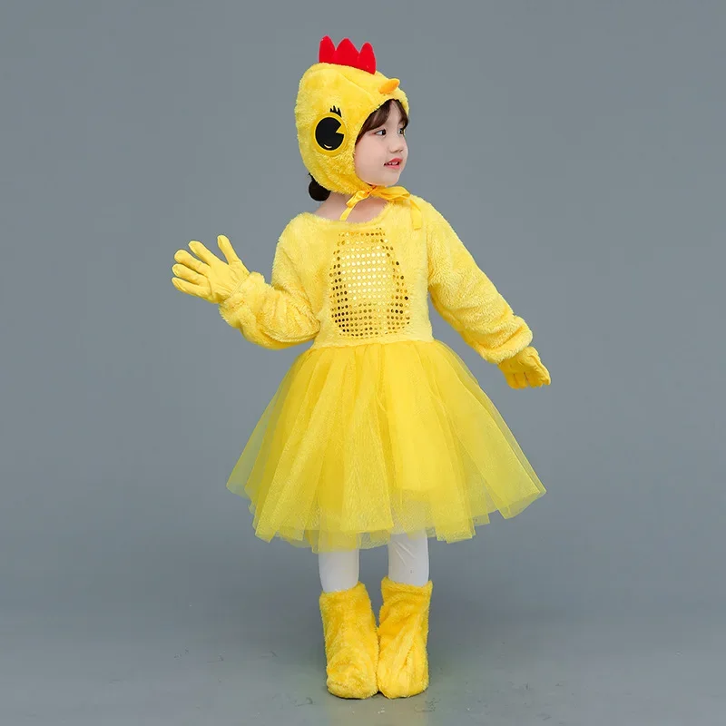 New Children Kids Adult Halloween Duck Chicken Chick Costume Skirt Tutu Yellow Bodysuit Outfit Dance Performance