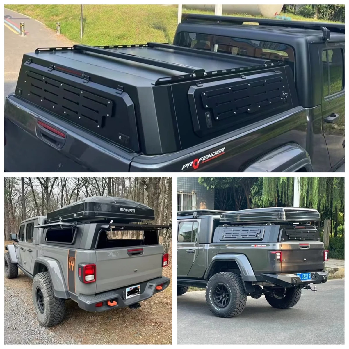 

2022 Gladiator 4X4 Offroad Pickup Truck Steel Bed Hardtop Canopy with 3 Doors Waterproof Camper Shell Topper
