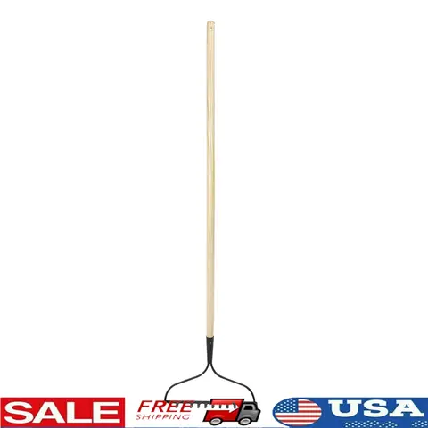 Garden Bow Rake Ergonomic Durable Gardening Tool with Curved Head Flexible Tines Soil Leveling Debris Gathering Yard Cleanup