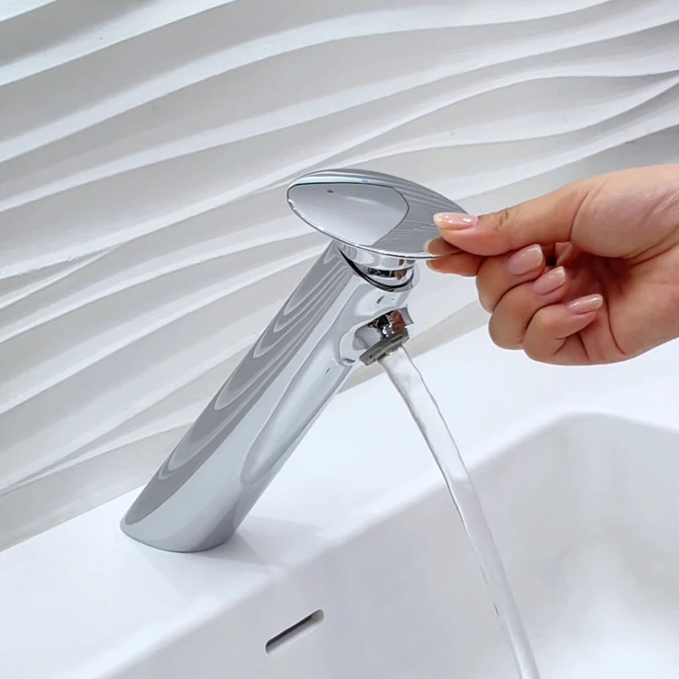Solid Brass Bathroom Basin Faucet, Durable Construction, Sleek Modern Design, Easy Installation Single Lever Hot Cold Mixer Tap