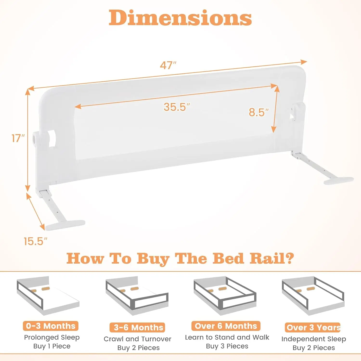 

Bed Rail For Toddlers, Extra Long, Foldable Portable Swing Down Safety Bed Guard Rail, Toddler Bed Rails For Crib, King Queen