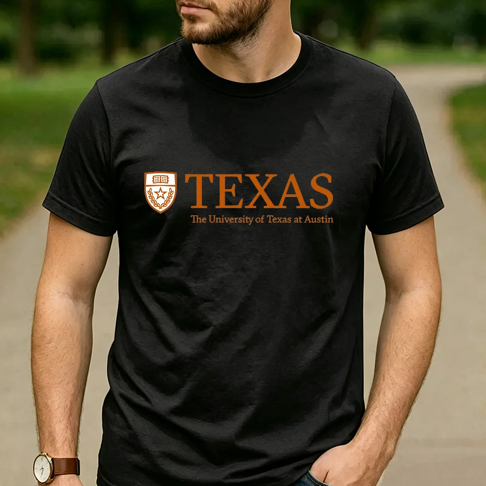 Vintage Retro The University of Texas at Austin Logo Cotton Graphic T Shirt Unisex Short Sleeve Alumni Graduate Holiday Gift Tee