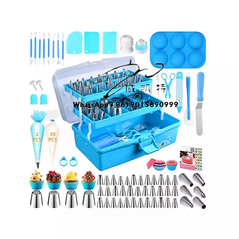 

Early Riser 236 Pieces Cake Suit With Box Decoration Icing Pipe Nozzle Suit Pastry Bag Spatula Muffin Cake Mold Baking Supplies