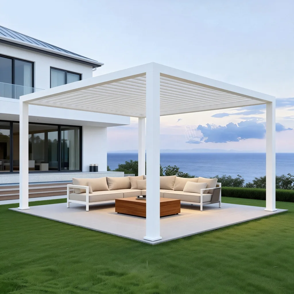 3X3 3X4 Louvered Adjustable Roof Pergola Outdoor Sun Shade Eco-Friendly Waterproof Powder Coated Aluminium Lawn Patio Deck view 6