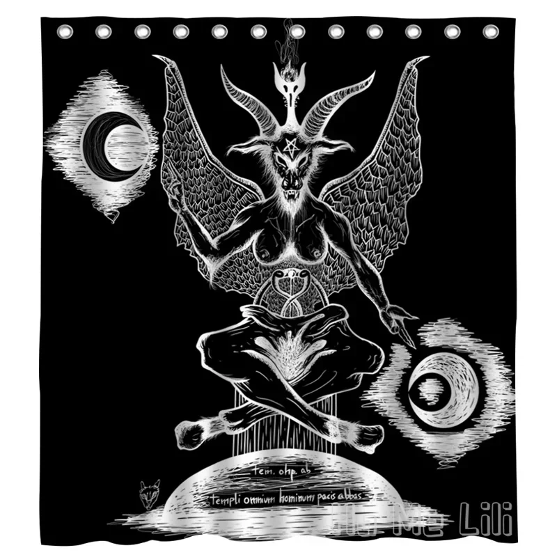 Demon Goat Dark Satan Shower Curtain By Ho Me Lili The Temple Of Peace Father Light Pentagram Moon Sun Waterproof Bathroom Decor