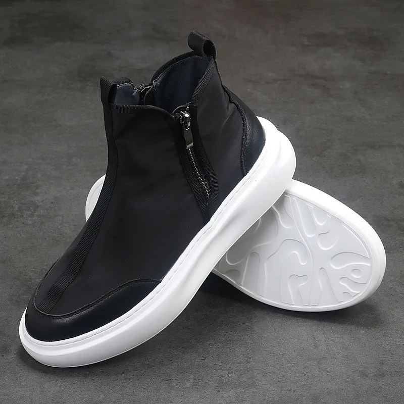 Korean Version Spring and Autumn New Men\'s Shoes Fashion All Comfortable Canvas Shoes Trend High Top Black Simple Casual Shoes