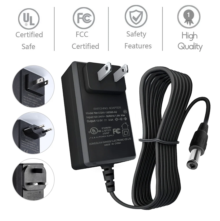 

AC100V-240V to DC12V Power Adapter Supply US/EU/UK 2A 3A 5A High Quality Universal Charger Adapter for Lighting Led Strip