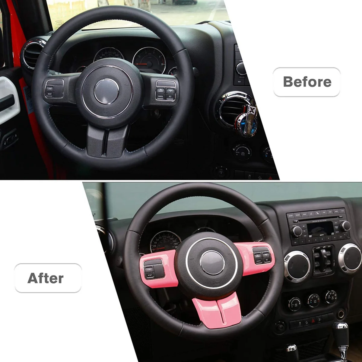 Steering Wheel Covers Trim Interior for Jeep Wrangler JK 2011-17 Grand Cherokee 2011-13 Compass Patriot 2011-16,Pink