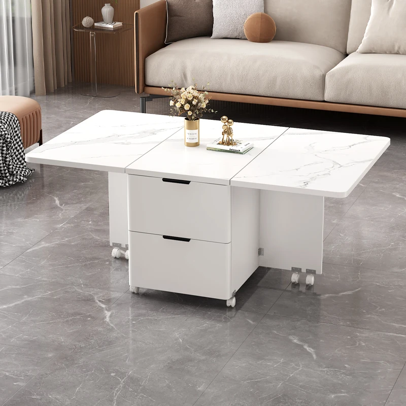 Mesa De centro plegable italiana con almacenamiento, Mesa De centro neutra moderna extraíble, Mesa De Centro De belleza Premium, muebles para el hogar