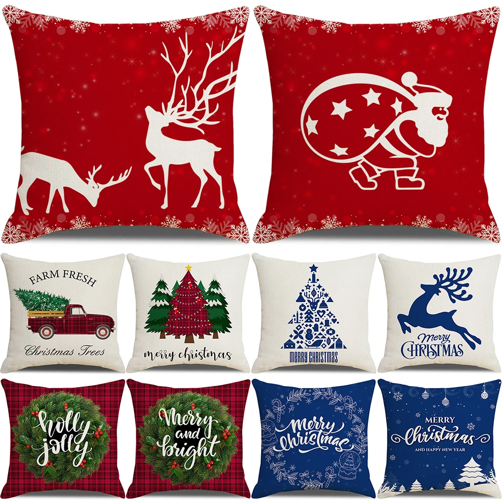 

Christmas Decor Pillow Cover Red Blue Green Cushion Covers Home Decorative Throw Pillow Case Holiday Decorations Christmas Gifts