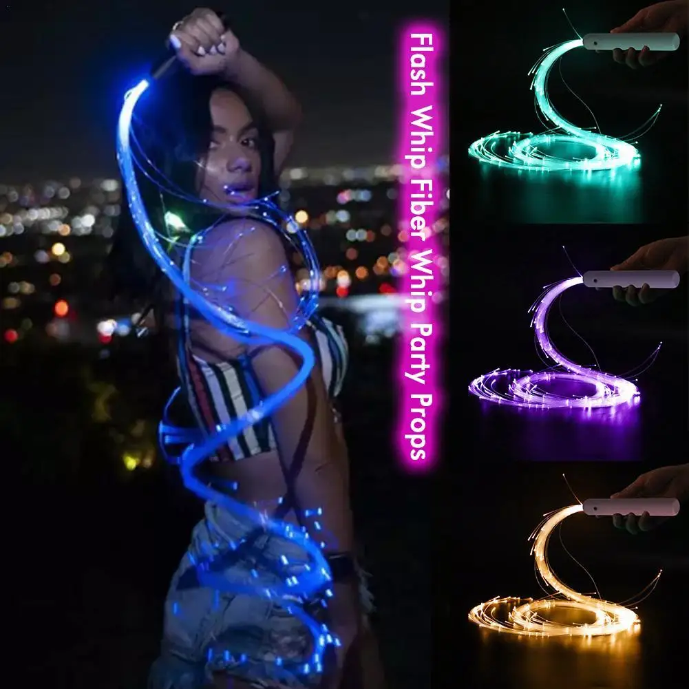 LED Fiber Optic Dance Whip Pixel Whip Light Up Multicolor Flashing Lighting Glowing Waving Carnival Party