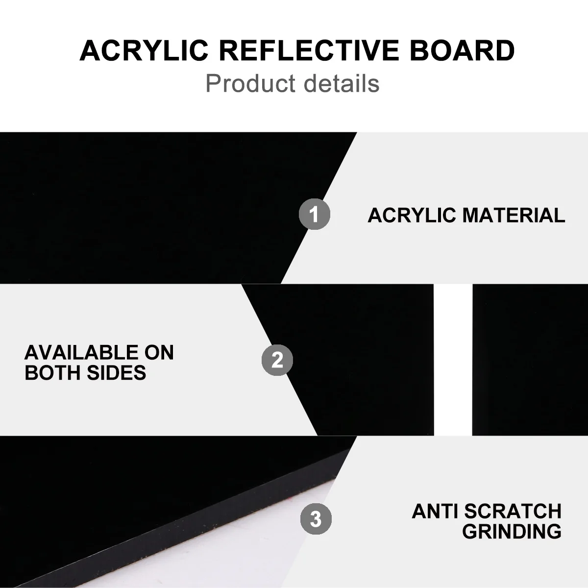 شاشة عرض عاكسة من الأكريليك للتصوير الفوتوغرافي وموزع الضوء وسطح أملس ومقاوم للخدش وسهل الإعداد باللون الأسود والأبيض #2