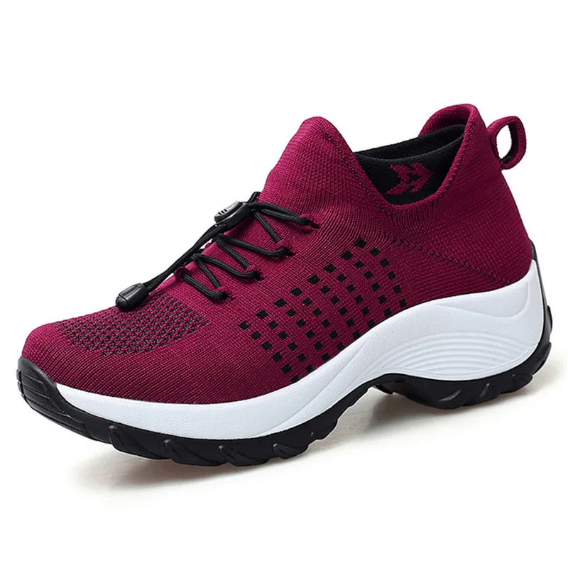 Women Walking Shoes Fashion Sock Sneakers Breathe Comfortable Nursing Shoes Platform Casual Sport Shoes