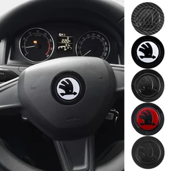 1pcs Car Steering Wheel Emblem Cover Decoration Sticker for Skoda 3 2 A5 A7 A2 Superb 3 Fabia 2 Karoq Rapid Kamiq Vrs Kodiaq RS