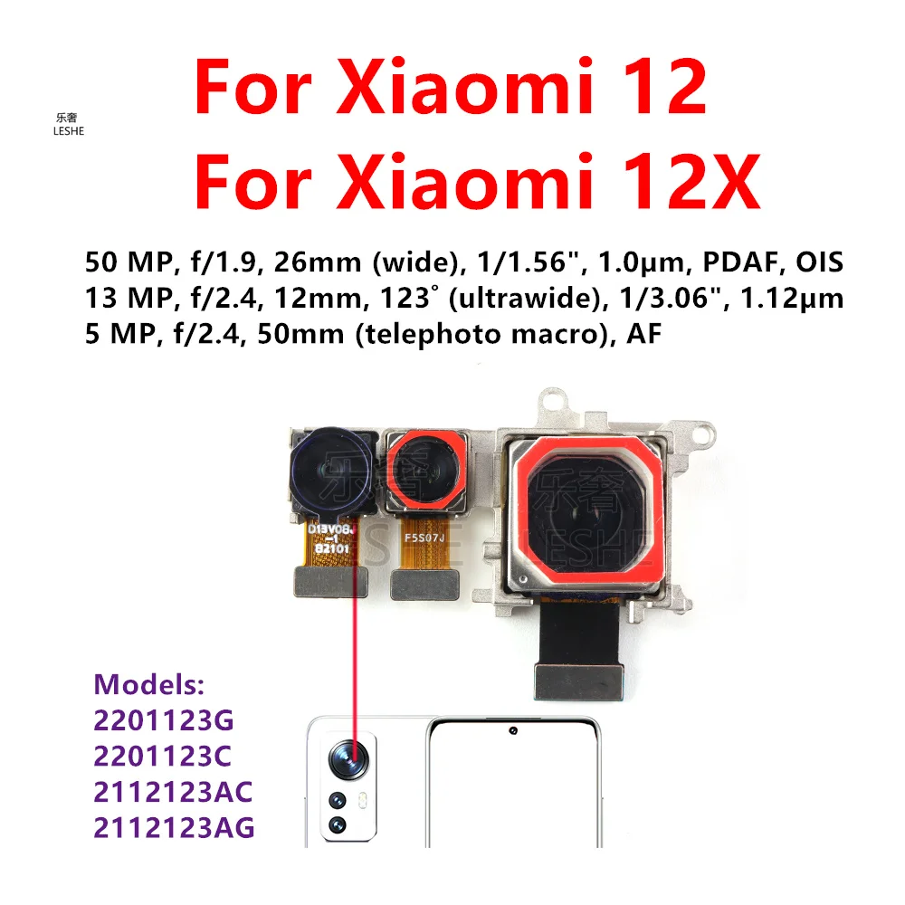 

Rear Camera For Xiaomi 12 MI 12X Main Back Camera Module Smartphone Repair Parts