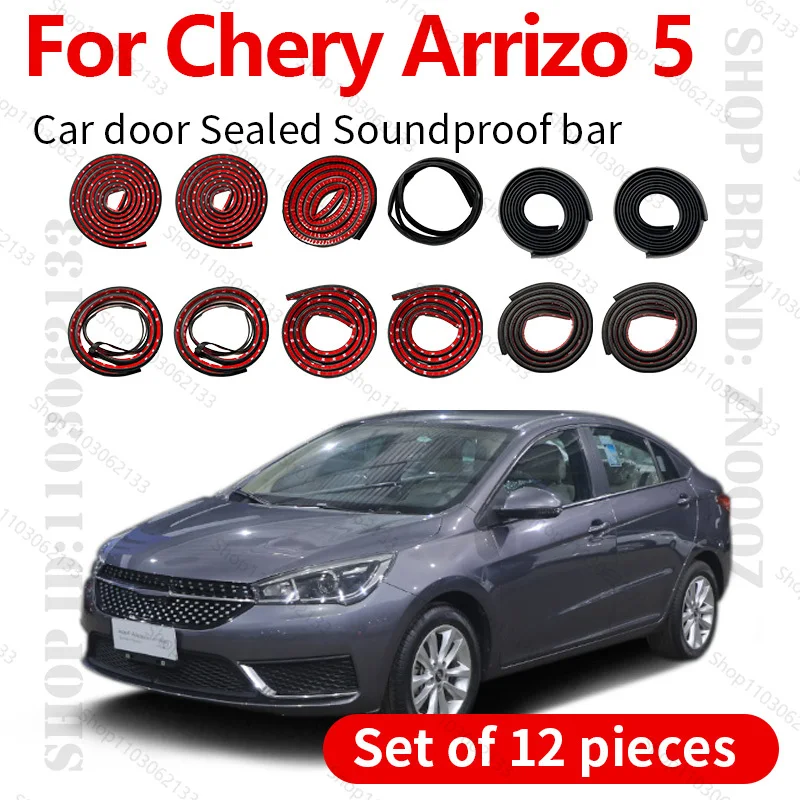 For 2016-2025 Chery Arrizo 5 Car Door Strip Rubber Double Layer Sealing Protector Soundproof Strip Dustproof Seal Strip 12PCS
