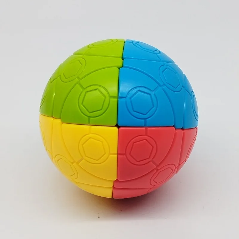 Wisdom 2x2 Football Cube Four-color 75mm Spanish Magic Ball 2X2 Spherical Cube Puzzle and Leisure Gift Infinity Cube Fidget Toy