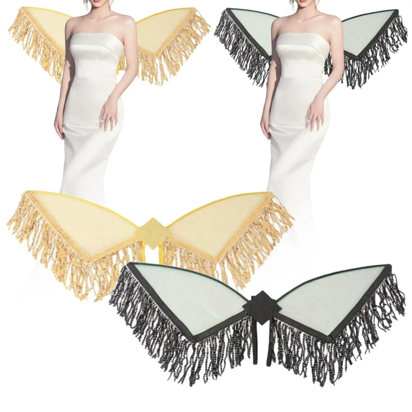 Glitter Sequin Tassel Wing Props Fringed Fairy Costume Wing for Adults Kids Masquerade Cosplay