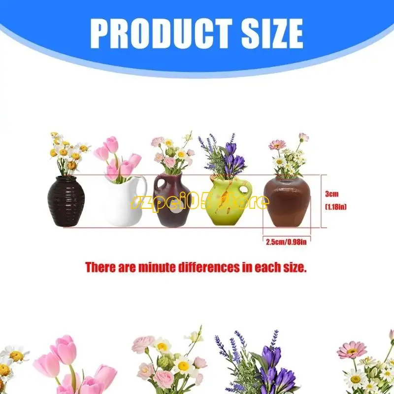45be Packung 5 Mini -Plastikblütenvase -Magnete für Kühlschrankhäuser Küche Dekore