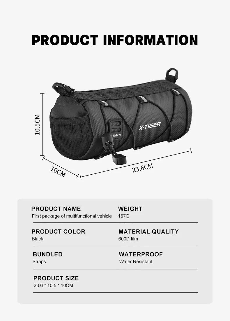 X-TIGER Fahrradtaschen Lenker Mehrzweck Schulter Sicherheit Wasserdicht MTB Rennrad Rahmen Schlauchtasche Umhängetaschen Fahrradtasche – Detail 2