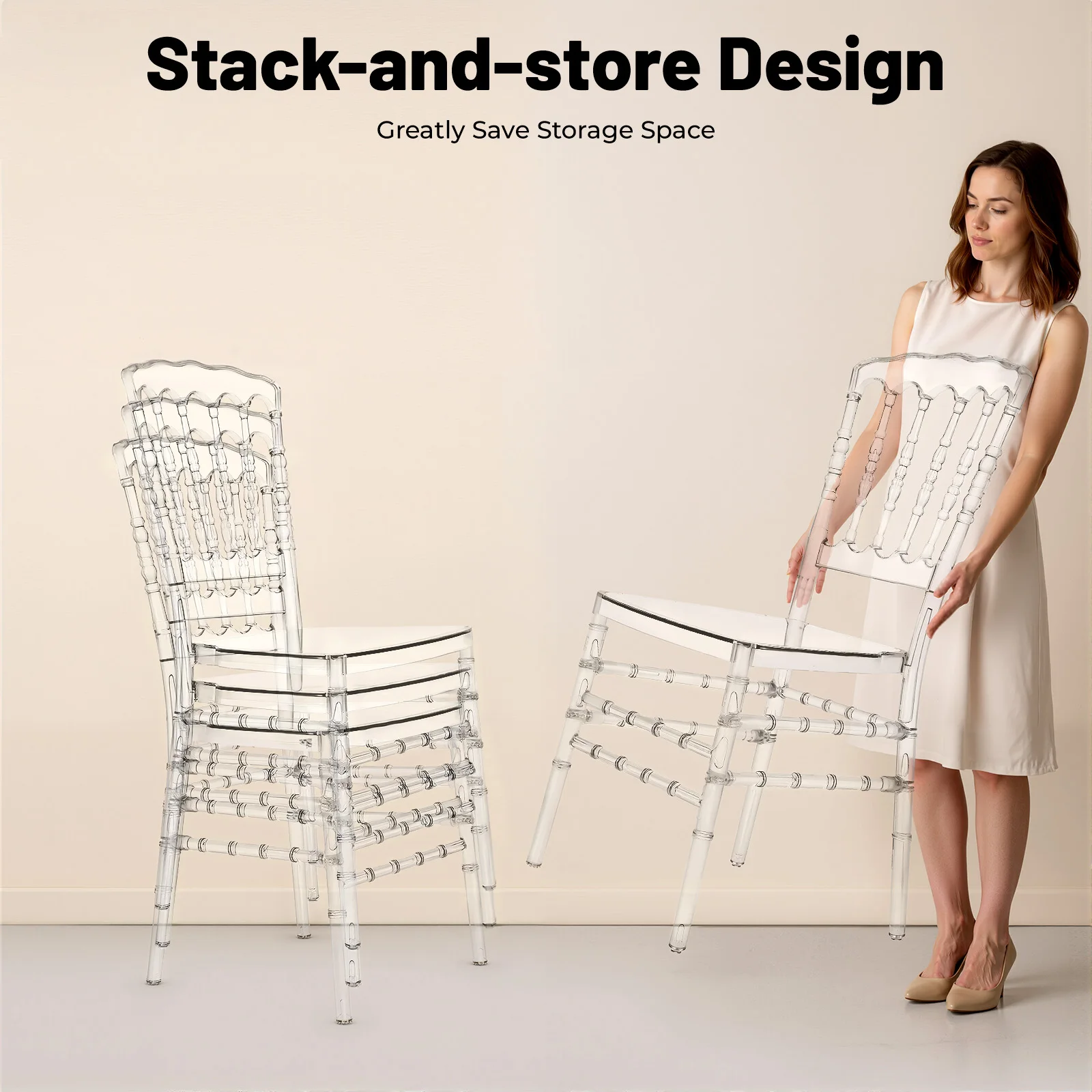 4 قطع كراسي كمبيوتر شفافة بتصميم حديث، سعة تحميل 330 رطل شديدة التحمل، سهلة التنظيف والتكديس، للمقهى/المنزل/المناسبات