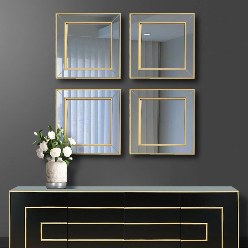 

Design Wall Mirror Art Gold Frame Living Room Square Mirror Home Aesthetic Hanging Nordic Espejos Decorativos Home Decoration