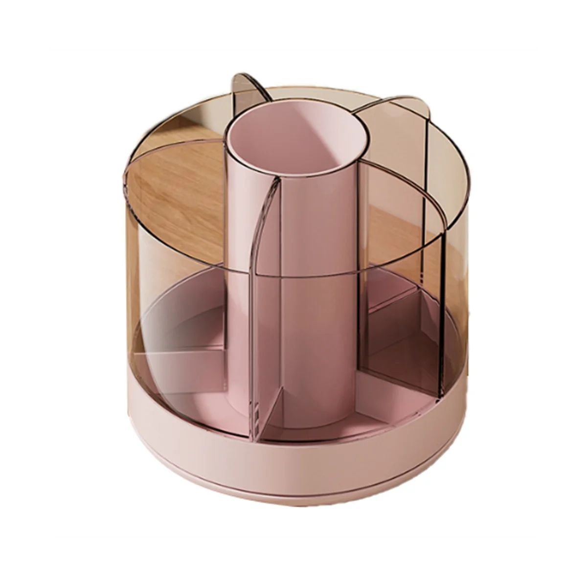 Pen Holder Organizer for Desk Cosmetic Organizer-360 Degree Rotating Pencil Holder for Paint Brush Crayon Markers Pink