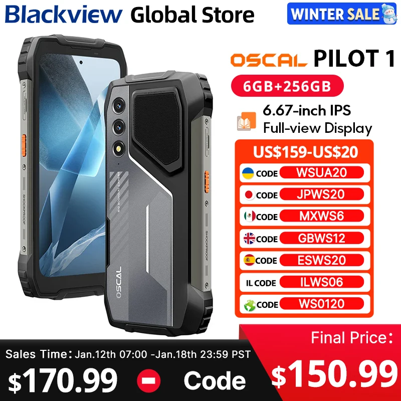 Blackview Oscal PILOT 1 Rugged phone 6.67-inch HD+ 90Hz Display Helio G81 CPU 5W BOX Speaker 6GB 256GB 15000mAh NFC Cellphone