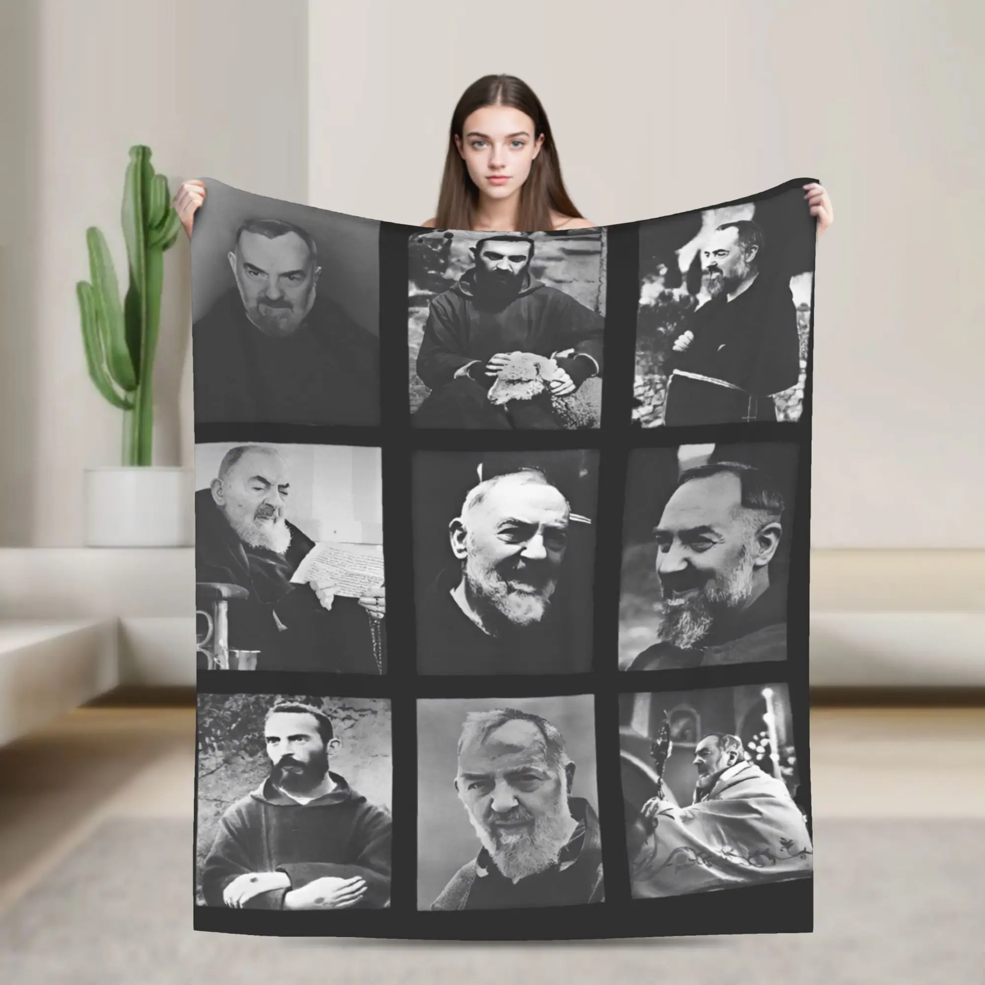 Padre Pio Of Pietrelcina Blanket Stay With Me Soft Warm Print Plush Throw Blanket For Boy Girl Bedroom Flannel Bedspread Cover