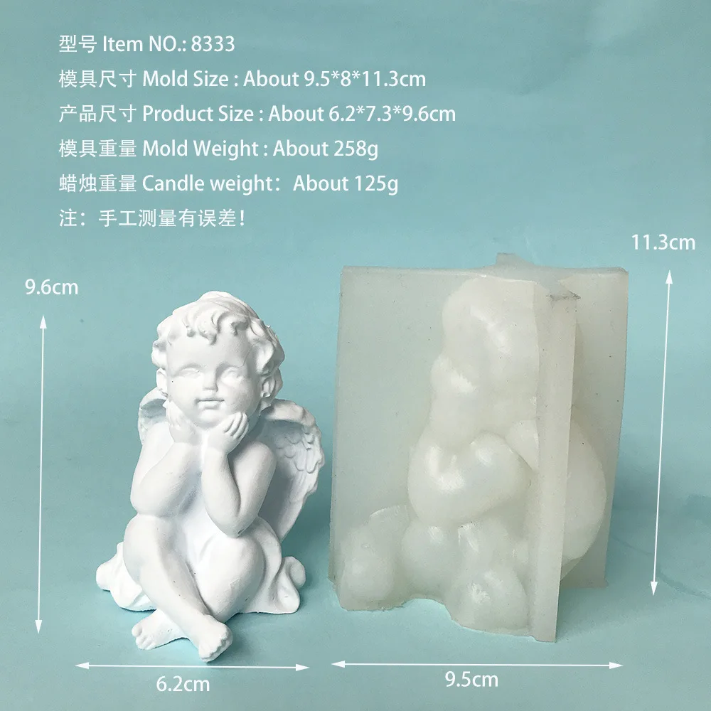 3D Angel Candle Silicone Mold European Angel Baby Ornaments Aromatherapy Resin Creative Epoxy 3D Silicone Mould 8333