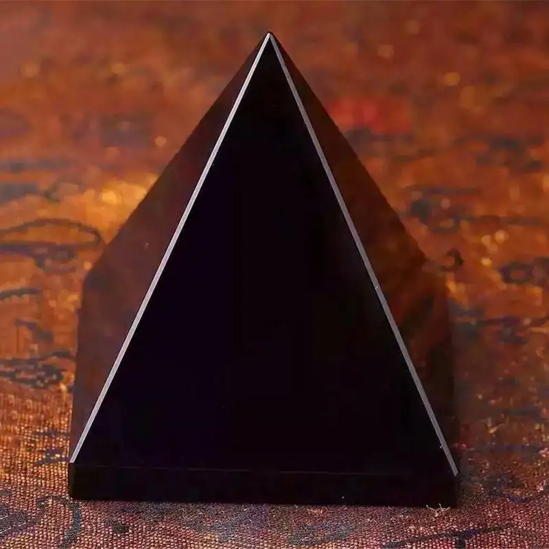 Pyramide en obsidienne noire pour salon, arrivée naturelle, énergie spirituelle, cristal pour la protection et la guérison, décoration de bureau à