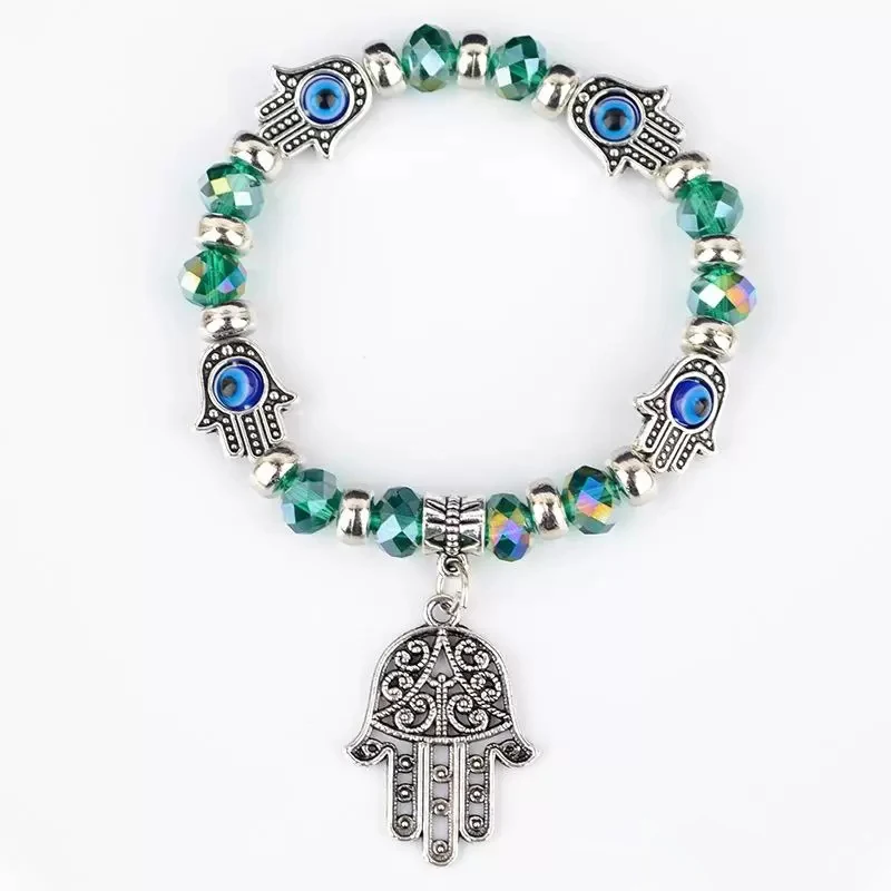 Fatima palm Evil Eye Charm Bracelets Hamsa hand religious blue beads Lucky bracelet Best Match Turkish bracelet