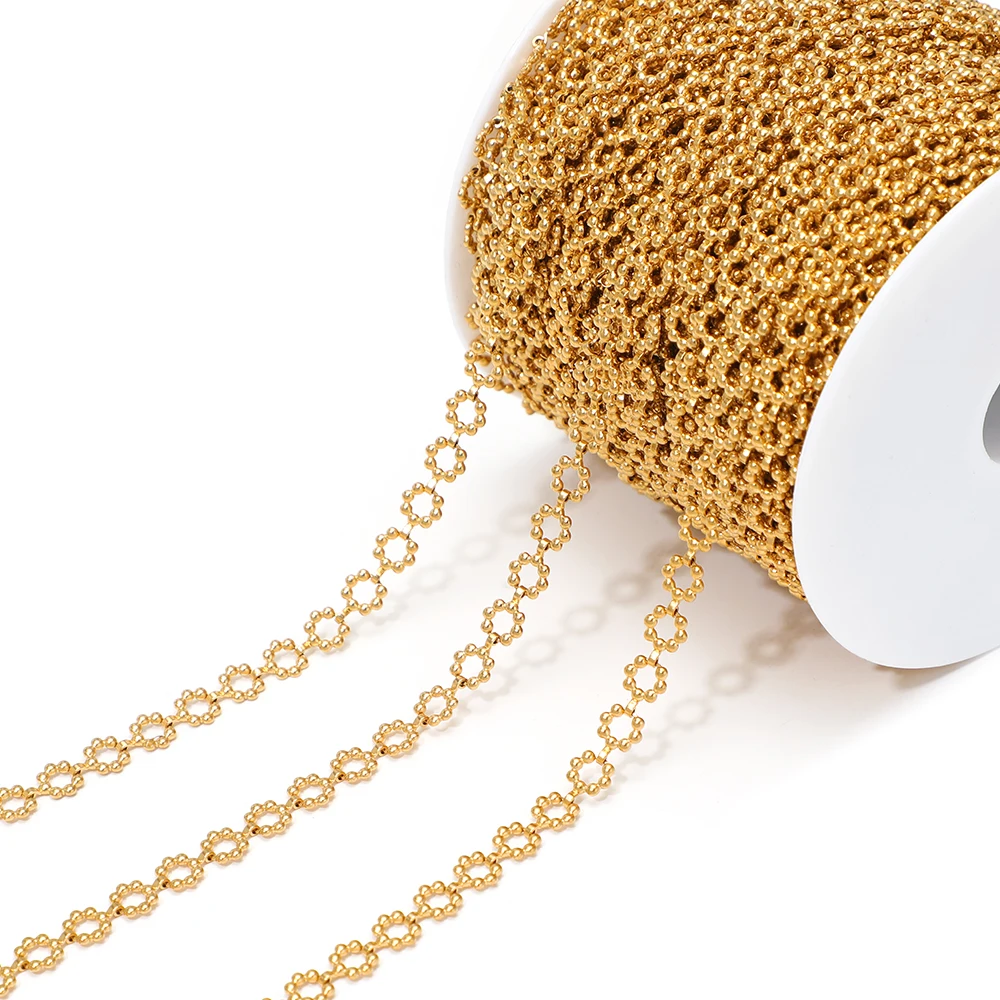 Image of 1 Meter Edelstahl-Ketten in Blumenform für DIY-Schmuck, handgefertigte Armbänder, Halsketten, Körperketten und Ohrringe