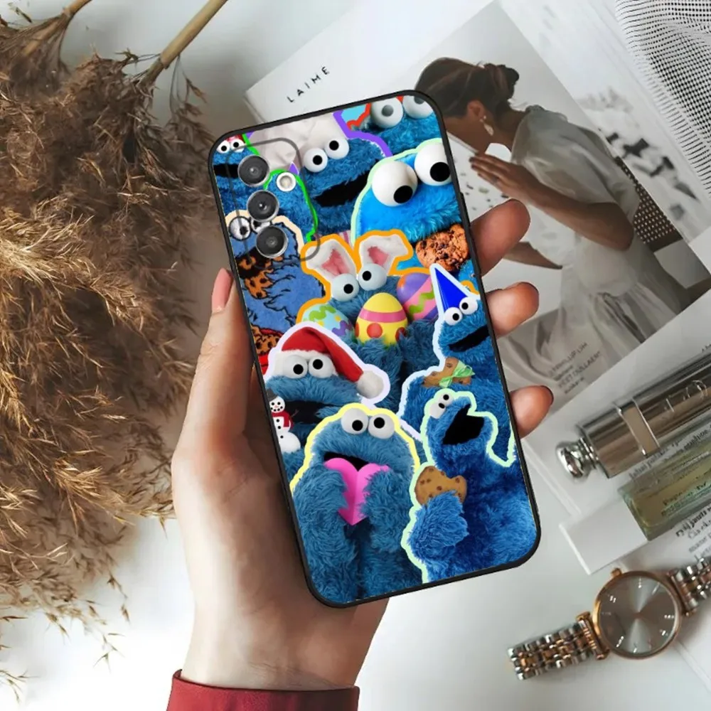 Funny Cookie M-Monster Phone Case For Samsung S24,23,22,30,21,10,9,Ultra,Plus,Lite,FE,5G Black Soft Case