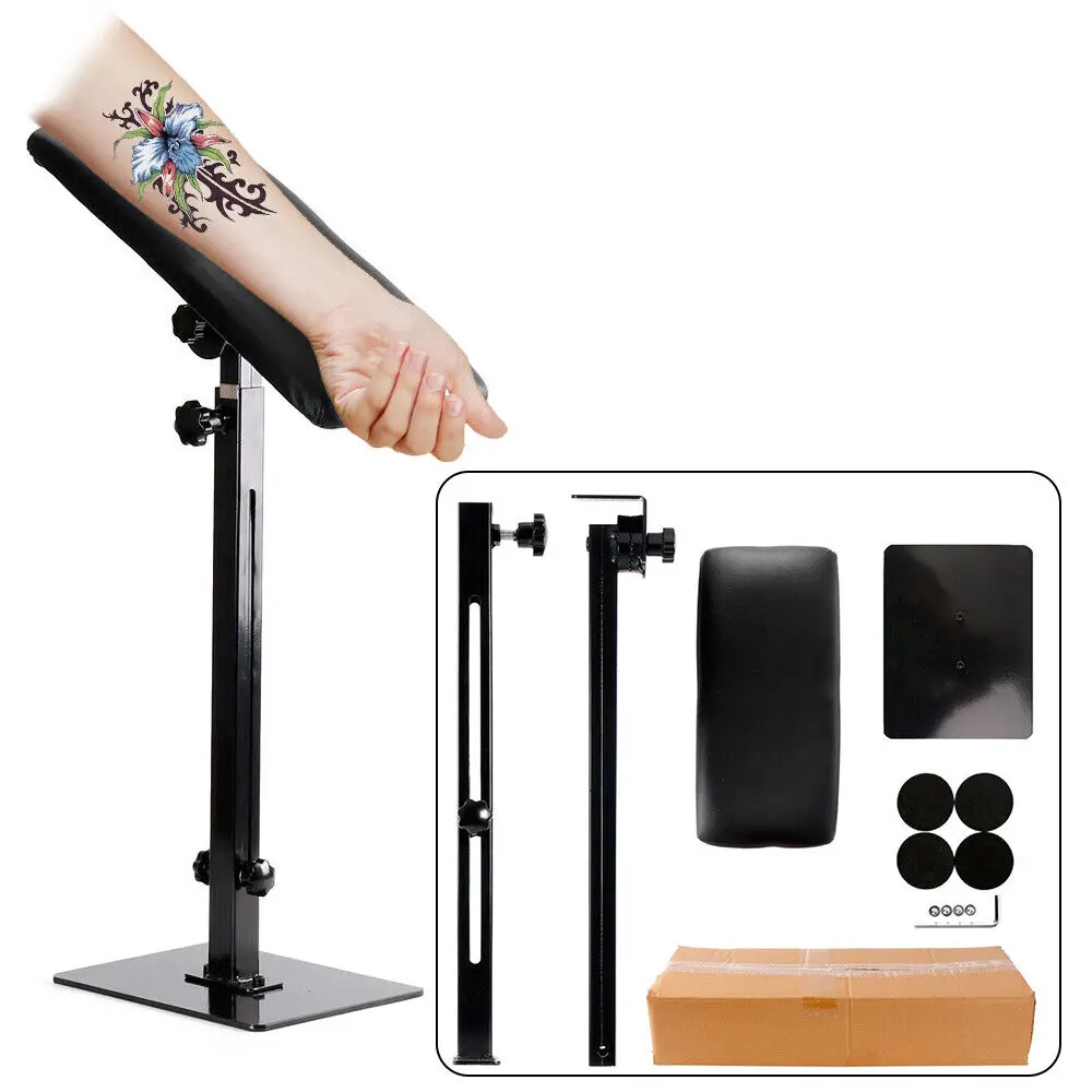 Tattoo Arm Leg Rest Standing Profession Heavy Duty Iron Full Armrest Tattoo Stand Aluminum Alloy 56-88cm Adjustable Height