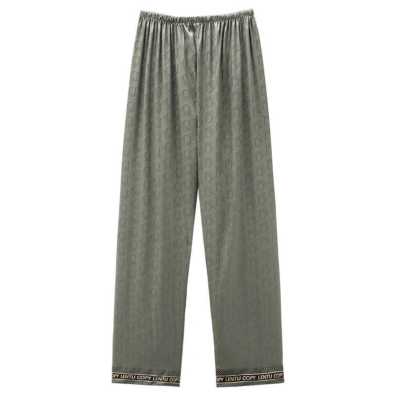 Men's Ice Silk Pyjamas Pants Soft Sleeping Bottoms Nightwear Sleepwear Trousers Casual Loose Hombre Printed Pattern Underwear