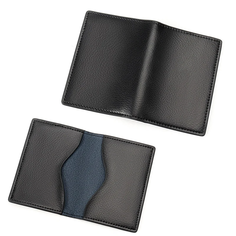 Minimalism Real Leather Wallet Ins Ultra-thin Fold Unisex Purse Credit Card Holder ID VIP Bank Slim Bag Simple Cards Cases