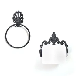 Cast iron vintage towel ring paper rack American style iron bathroom towel rack paper holder towel rings home decor