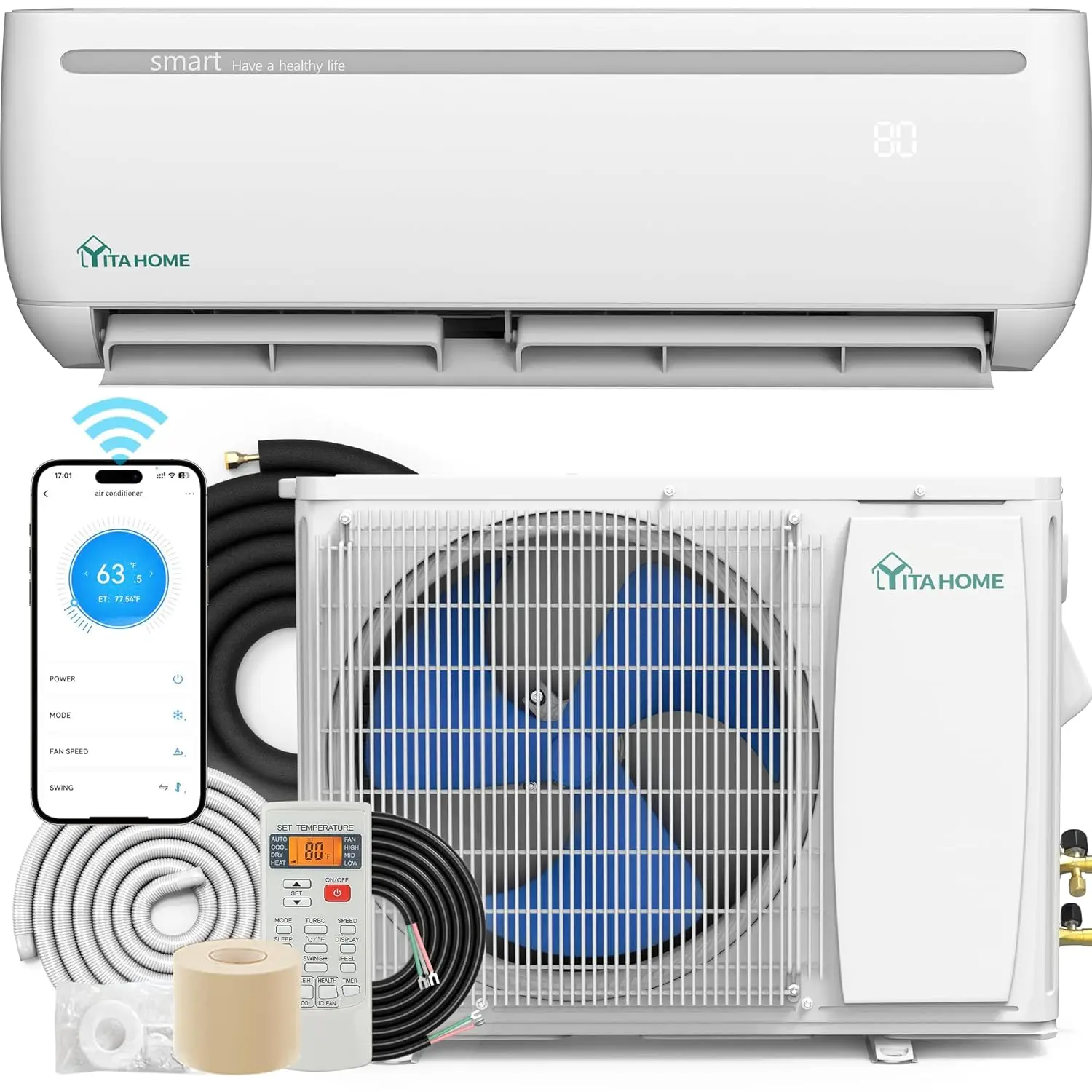 24000 BTU Mini Split Air Conditioner Heat Pump System, 18.5 SEER2 208-230V Ductless Inverter System compatible with, Custom